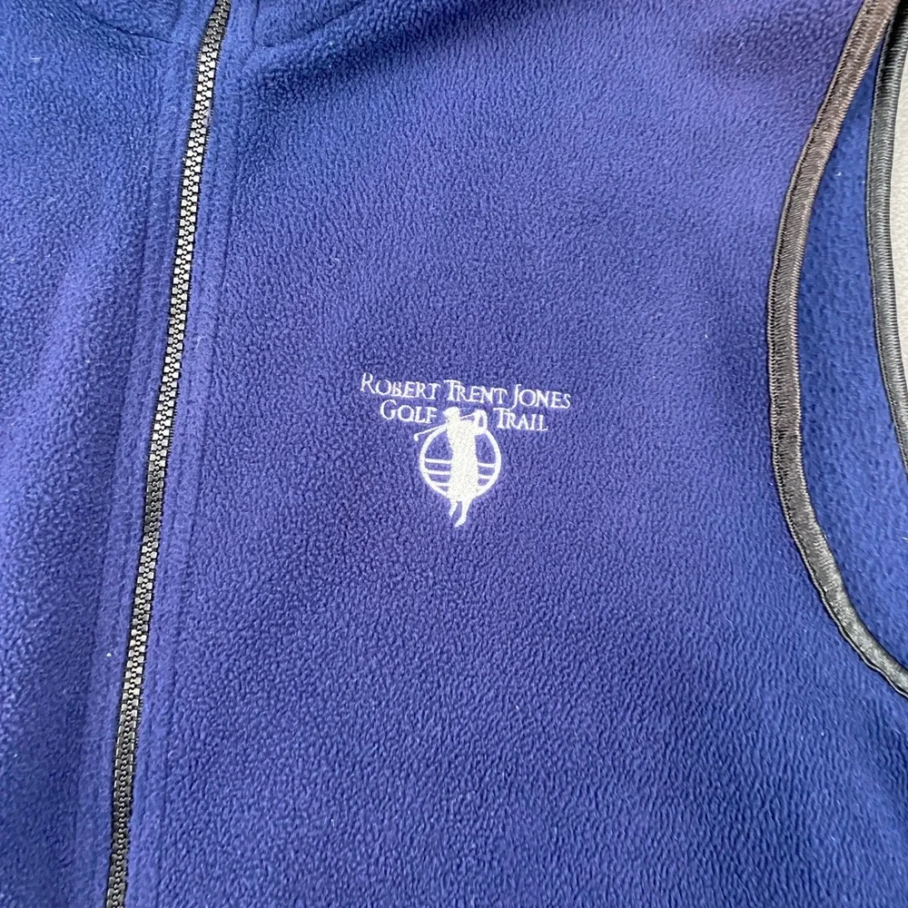 Divots Premium Mens Navy Blue Fleece Vest Robert Trent Jones Golf Trail Large